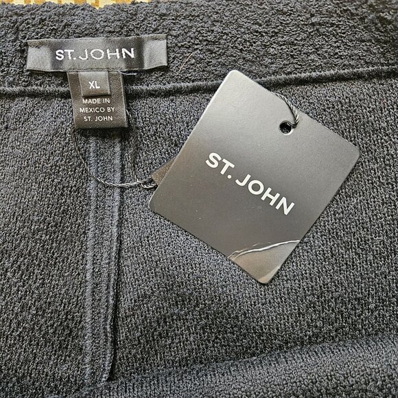 NWT $795 ST JOHN Knits Wool Blend Wide Leg Pants Black Women' SZ X-Large Texture - Picture 5 of 11